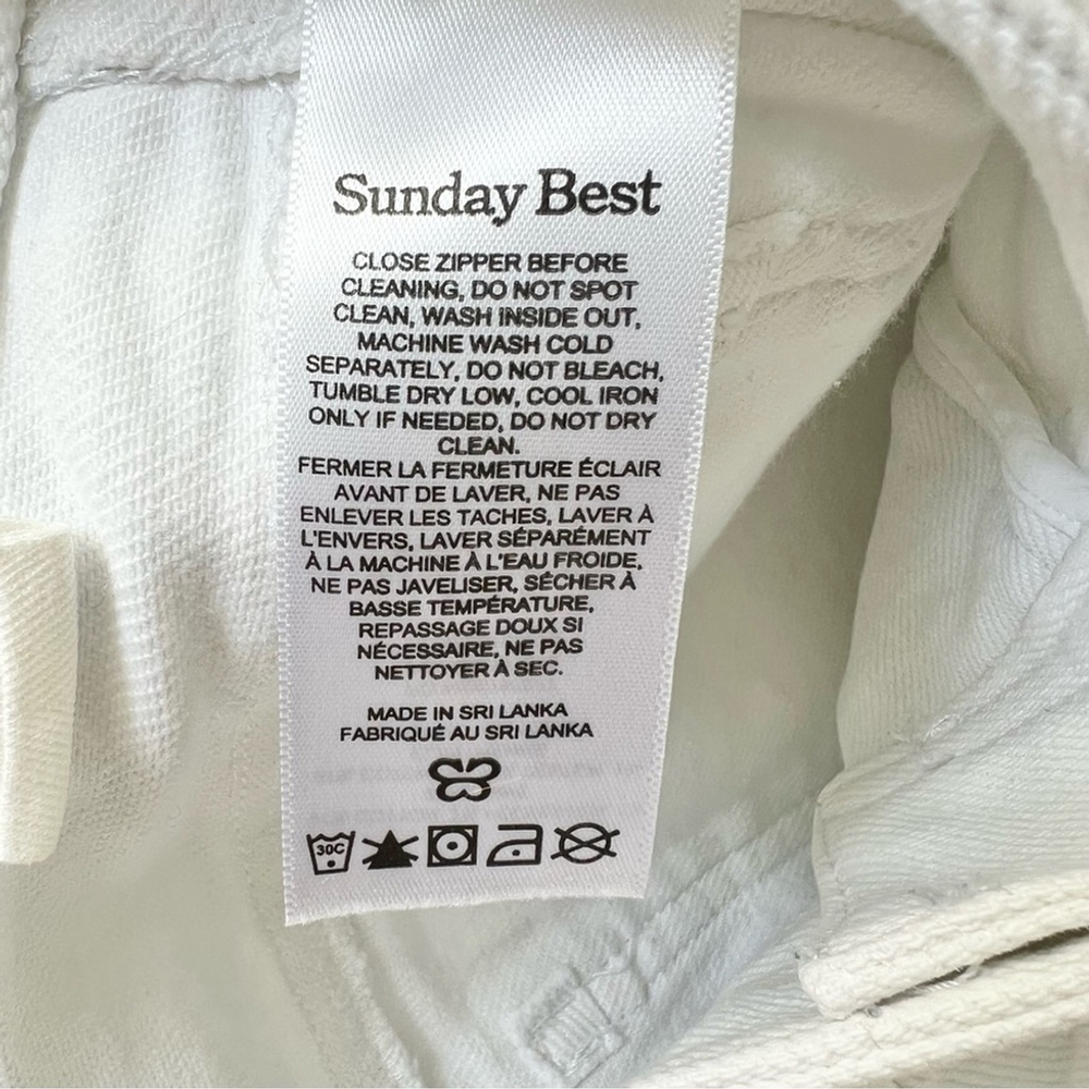 Aritzia Sunday Best white Oscar cargo carpenter straight leg pants 2 - Picture 12 of 13